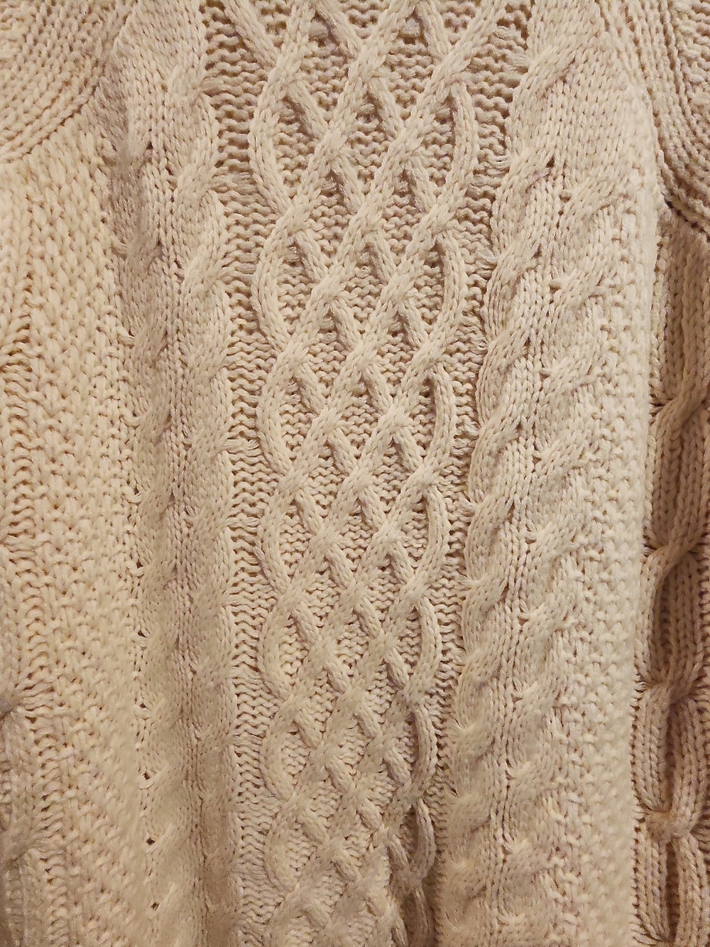 Classic Cream Cable Knit Crewneck Sweater